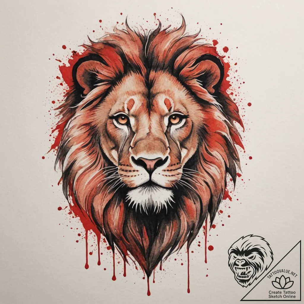 Tattoo sketch a leo lion, with a subtle symbo... - tattoo sketch (№1755049860_0, 13.08.2025 01:51) — tattoovalue.net