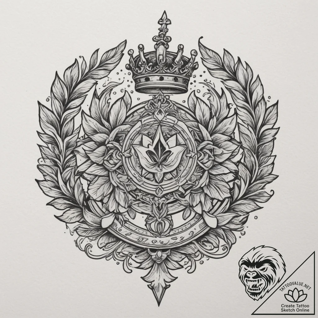 Tattoo design a pair of matching royal insign... - tattoo sketch (№1755050061_0, 13.08.2025 01:54) — tattoovalue.net