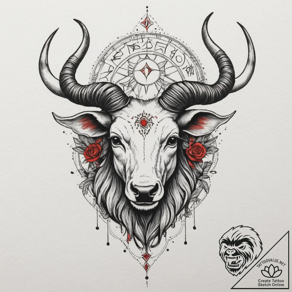 Tattoo sketch a zodiac animal in sketch style... - tattoo sketch (№1755050262_0, 13.08.2025 01:57) — tattoovalue.net