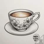 Tattoo sketch a stylized teacup with a whimsi… – tattoo sketch (№1755050867_0, 13.08.2025 02:07) — tattoovalue.net