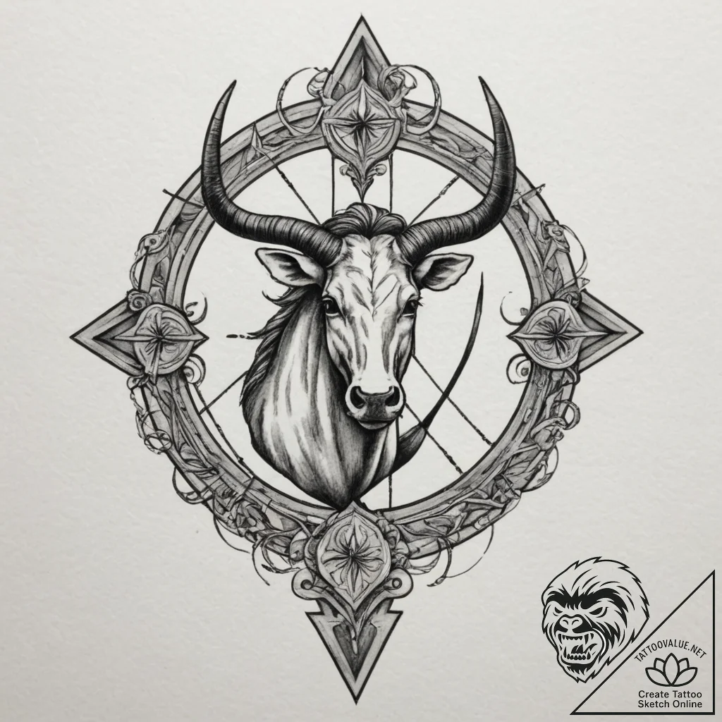 Sagittarius (zodiac sign), artistic tattoo sk... - tattoo sketch (№1755051466_0, 13.08.2025 02:17) — tattoovalue.net