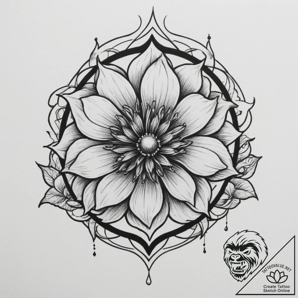 Tattoo design a zodiac flower (e.g., honeysuc... - tattoo sketch (№1755051665_0, 13.08.2025 02:21) — tattoovalue.net