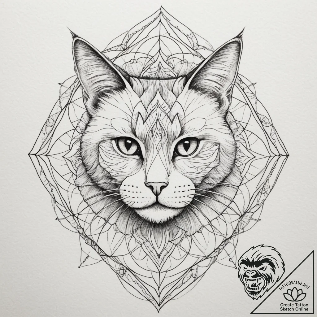 A close-up of a cat's whiskers., ink illustra... - tattoo sketch (№1755052458_0, 13.08.2025 02:34) — tattoovalue.net