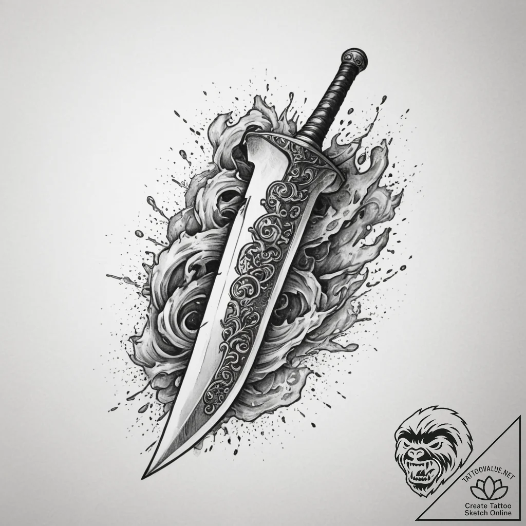 Tattoo sketch a pixelated sword and shield wi... - tattoo sketch (№1755054222_0, 13.08.2025 03:03) — tattoovalue.net