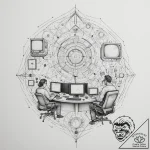 A modern, high-tech command center with multi… – tattoo sketch (№1755055212_0, 13.08.2025 03:20) — tattoovalue.net