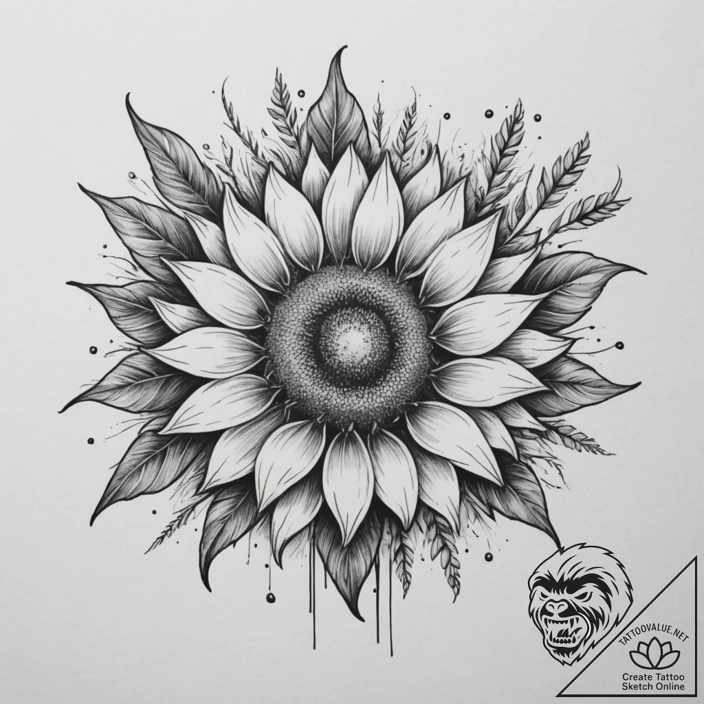 Tattoo design: a neo-traditional kolovrat, su... - tattoo sketch (№1755056803_0, 13.08.2025 03:46) — tattoovalue.net