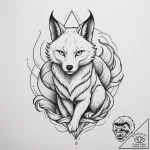 A kitsune with its nine tails, tattoo sketch… – tattoo sketch (№1755057201_0, 13.08.2025 03:53) — tattoovalue.net