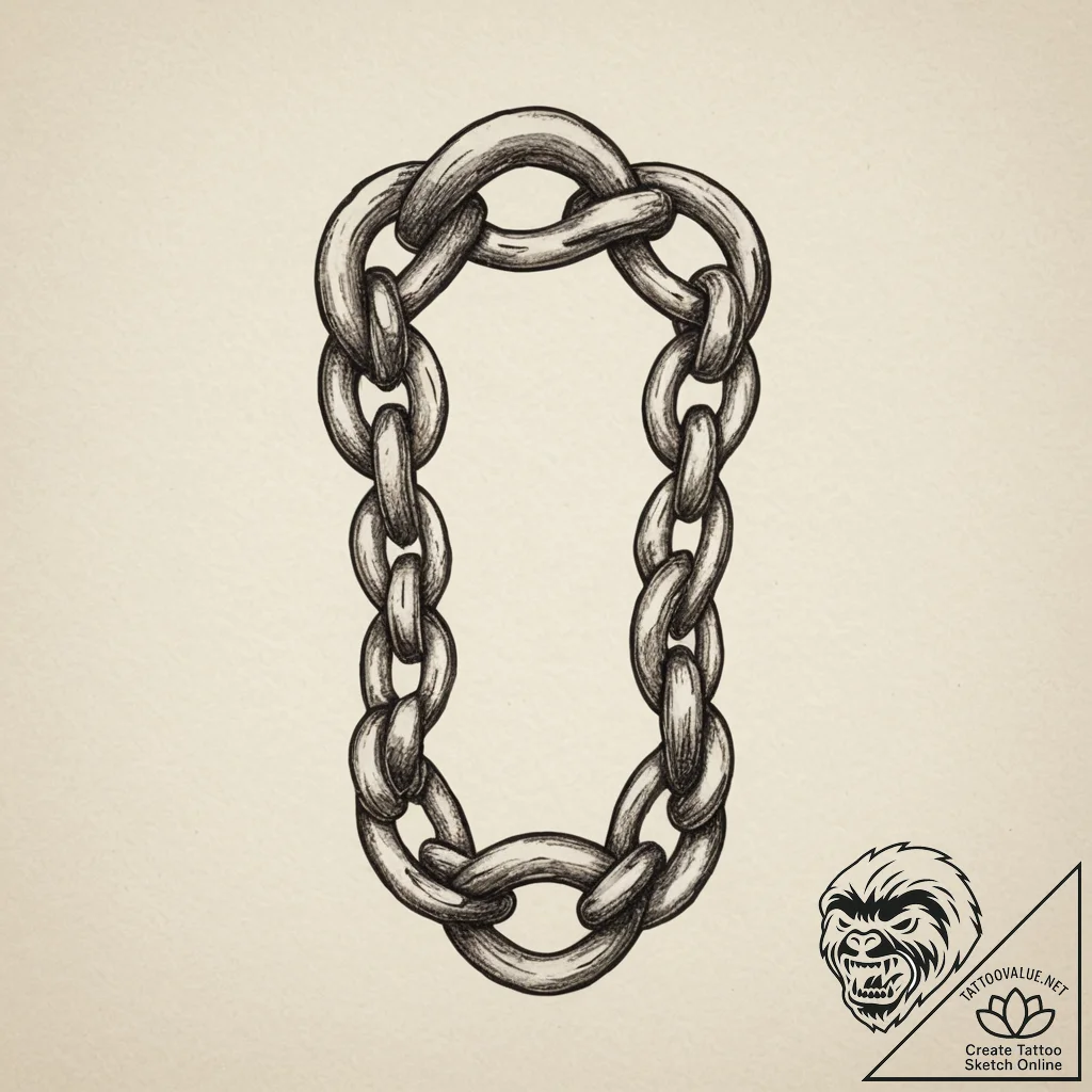 Tattoo sketch a broken chain with one strong,... - tattoo sketch (№1755057400_0, 13.08.2025 03:56) — tattoovalue.net