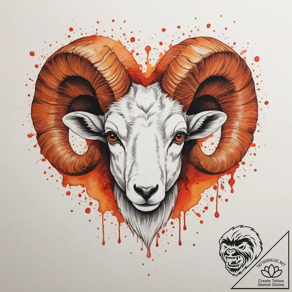 Tattoo sketch an aries ram's head, dissolving... - tattoo sketch (№1755057600_0, 13.08.2025 04:00) — tattoovalue.net