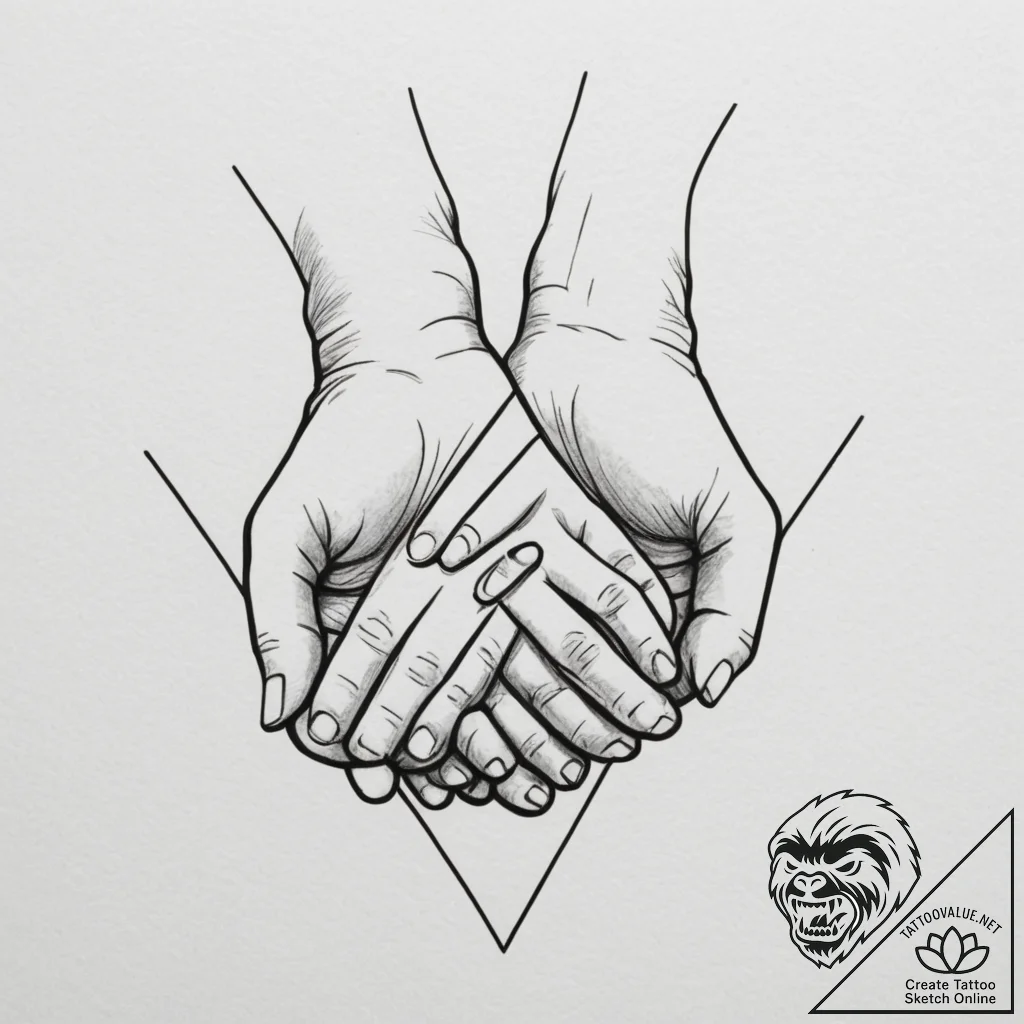 Tattoo sketch a pair of hands clasped firmly,... - tattoo sketch (№1755057798_0, 13.08.2025 04:03) — tattoovalue.net
