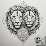 Tattoo design a lion and lioness together, sy… – tattoo sketch (№1755057997_0, 13.08.2025 04:06) — tattoovalue.net