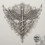 Caduceus, tattoo sketch design, ornamental ta… – tattoo sketch (№1755058595_0, 13.08.2025 04:16) — tattoovalue.net