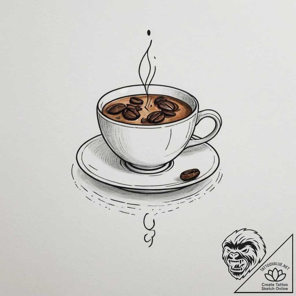 Tattoo sketch a 'coffee cup' on one, a 'coffe... - tattoo sketch (№1755059793_0, 13.08.2025 04:36) — tattoovalue.net