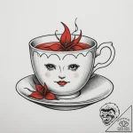 Tattoo sketch a stylized teacup with a whimsi… – tattoo sketch (№1755059993_0, 13.08.2025 04:39) — tattoovalue.net
