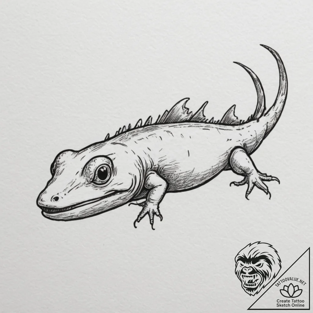 An axolotl, tattoo flash sheet design, sketch... - tattoo sketch (№1755061390_0, 13.08.2025 05:03) — tattoovalue.net