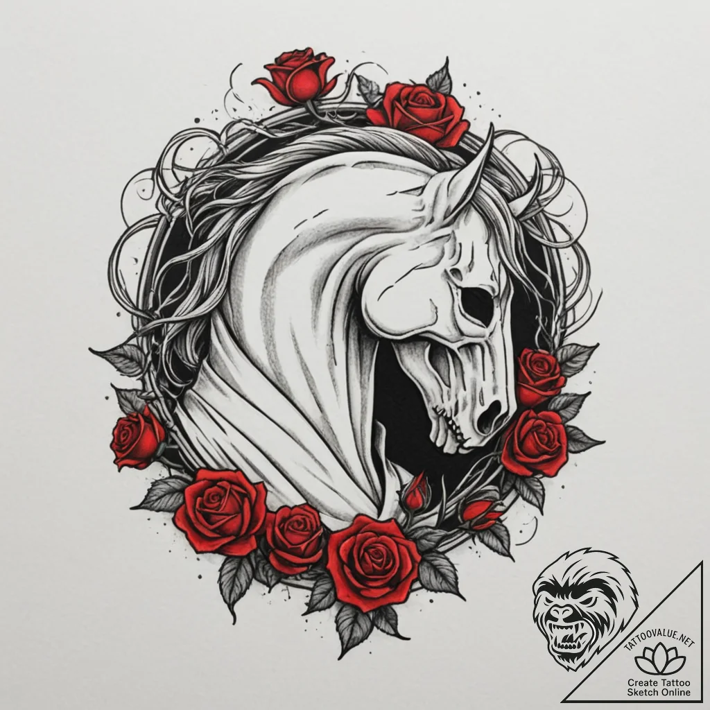 Headless horseman, artistic tattoo sketch, bl... - tattoo sketch (№1755061788_0, 13.08.2025 05:09) — tattoovalue.net