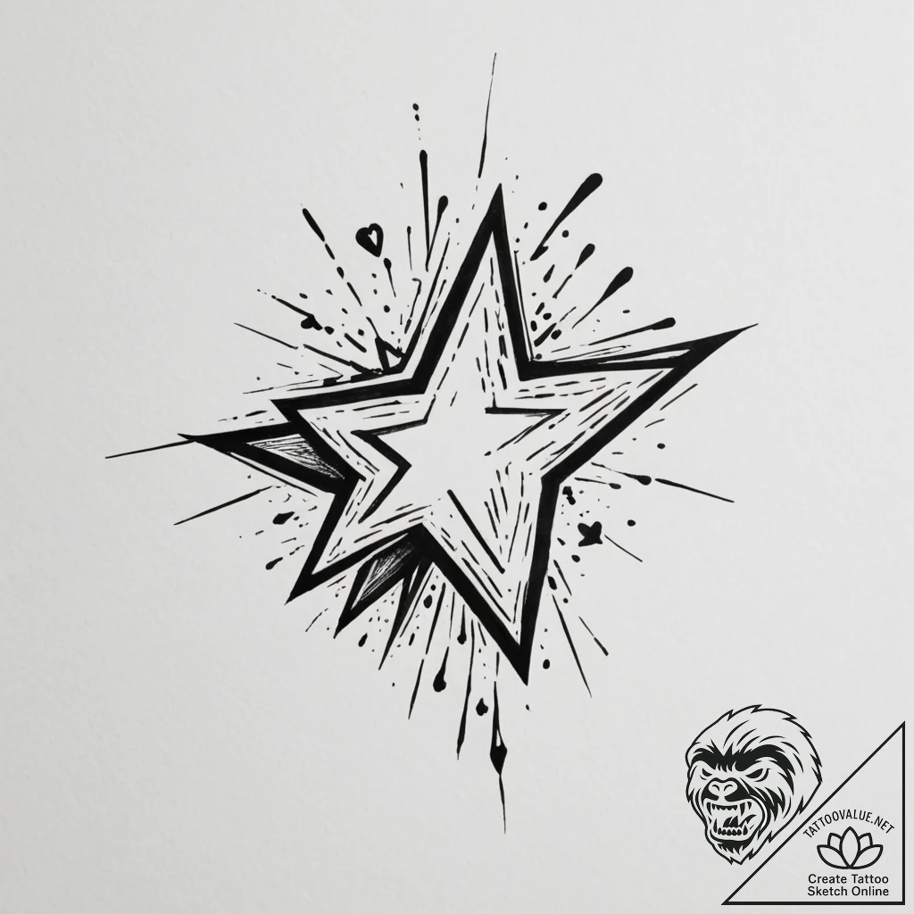 Tattoo sketch a shooting star leaving a trail... - tattoo sketch (№1755063583_0, 13.08.2025 05:39) — tattoovalue.net