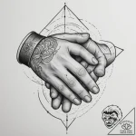 Tattoo design a stylized handshake between tw… – tattoo sketch (№1755064184_0, 13.08.2025 05:49) — tattoovalue.net