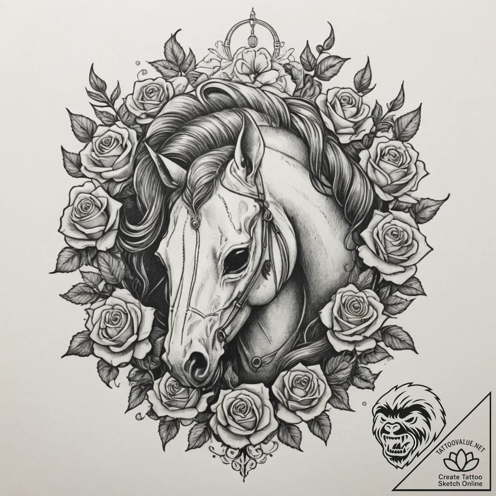 Headless horseman, artistic tattoo sketch, ch... - tattoo sketch (№1755065378_0, 13.08.2025 06:09) — tattoovalue.net