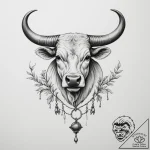 Tattoo design a taurus bull with a delicate b… – tattoo sketch (№1755065775_0, 13.08.2025 06:16) — tattoovalue.net