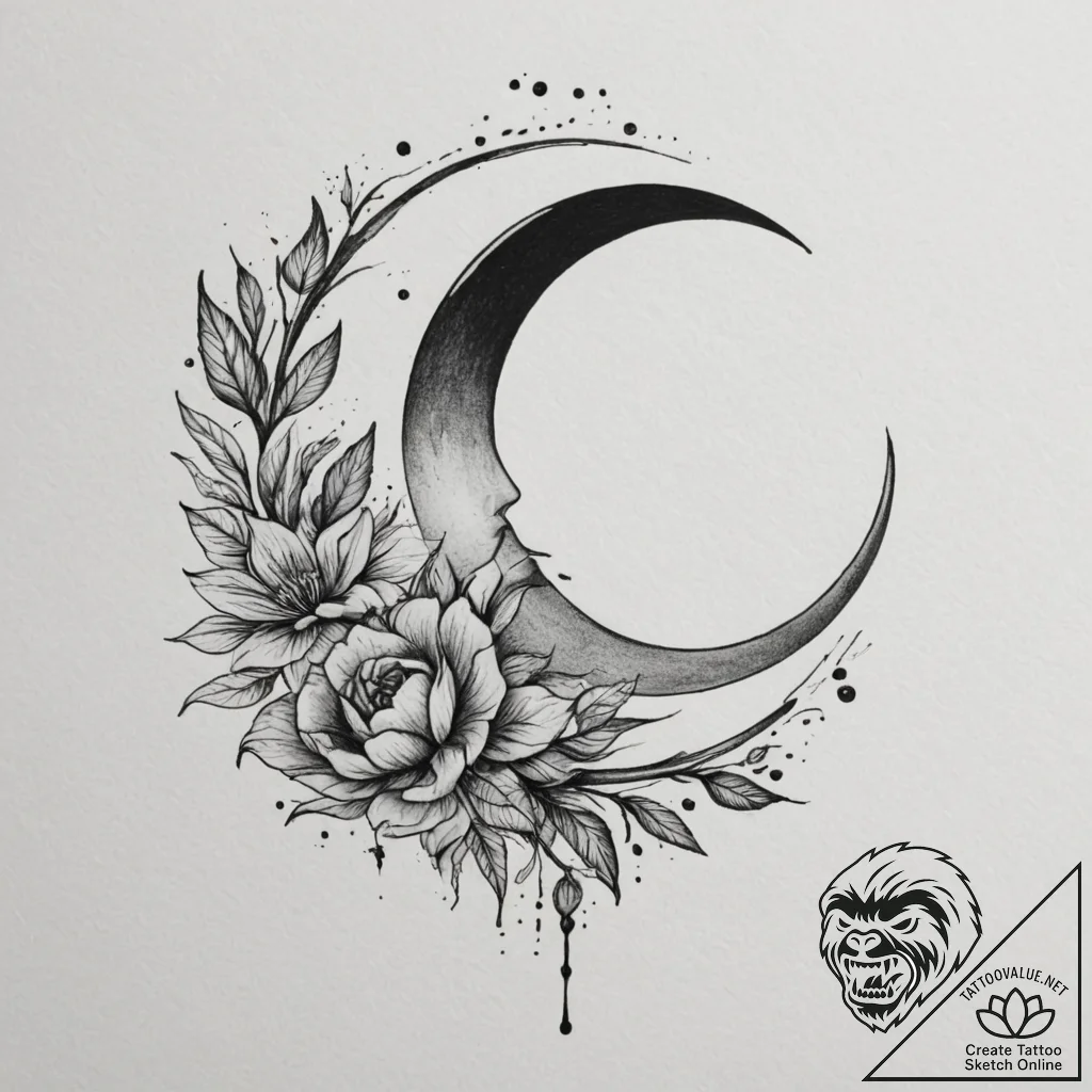 Tattoo sketch a subtle geometric moon phase s... - tattoo sketch (№1755065975_0, 13.08.2025 06:19) — tattoovalue.net