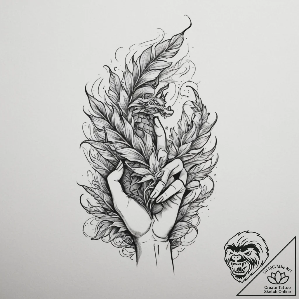 A minimalist tattoo of a hand holding a glowi... - tattoo sketch (№1755066574_0, 13.08.2025 06:29) — tattoovalue.net