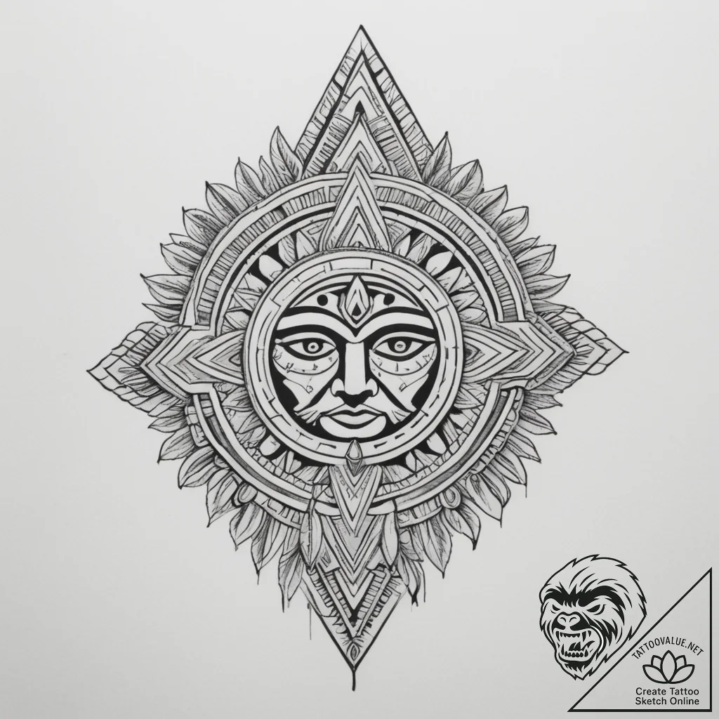 Aztec - tattoo sketch (№1755066971_0, 13.08.2025 06:36) — tattoovalue.net