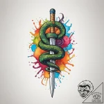 A dagger with a snake coiled around it, tatto… – tattoo sketch (№1755067572_0, 13.08.2025 06:46) — tattoovalue.net