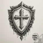 Tattoo design a shield with a stylized symbol… – tattoo sketch (№1755068171_0, 13.08.2025 06:56) — tattoovalue.net