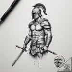 Gladiator, tattoo sketch design, muted color… – tattoo sketch (№1755068368_0, 13.08.2025 06:59) — tattoovalue.net