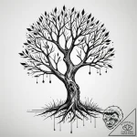 Tattoo sketch a stylized “ironwood” tree, sym… – tattoo sketch (№1755068765_0, 13.08.2025 07:06) — tattoovalue.net