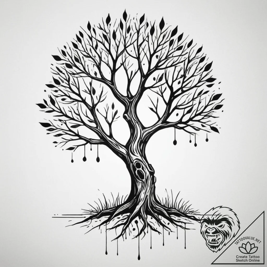 Tattoo sketch a stylized "ironwood" tree, sym... - tattoo sketch (№1755068765_0, 13.08.2025 07:06) — tattoovalue.net