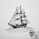A ship sailing on a sea of sand, tattoo drawi… – tattoo sketch (№1755069564_0, 13.08.2025 07:19) — tattoovalue.net