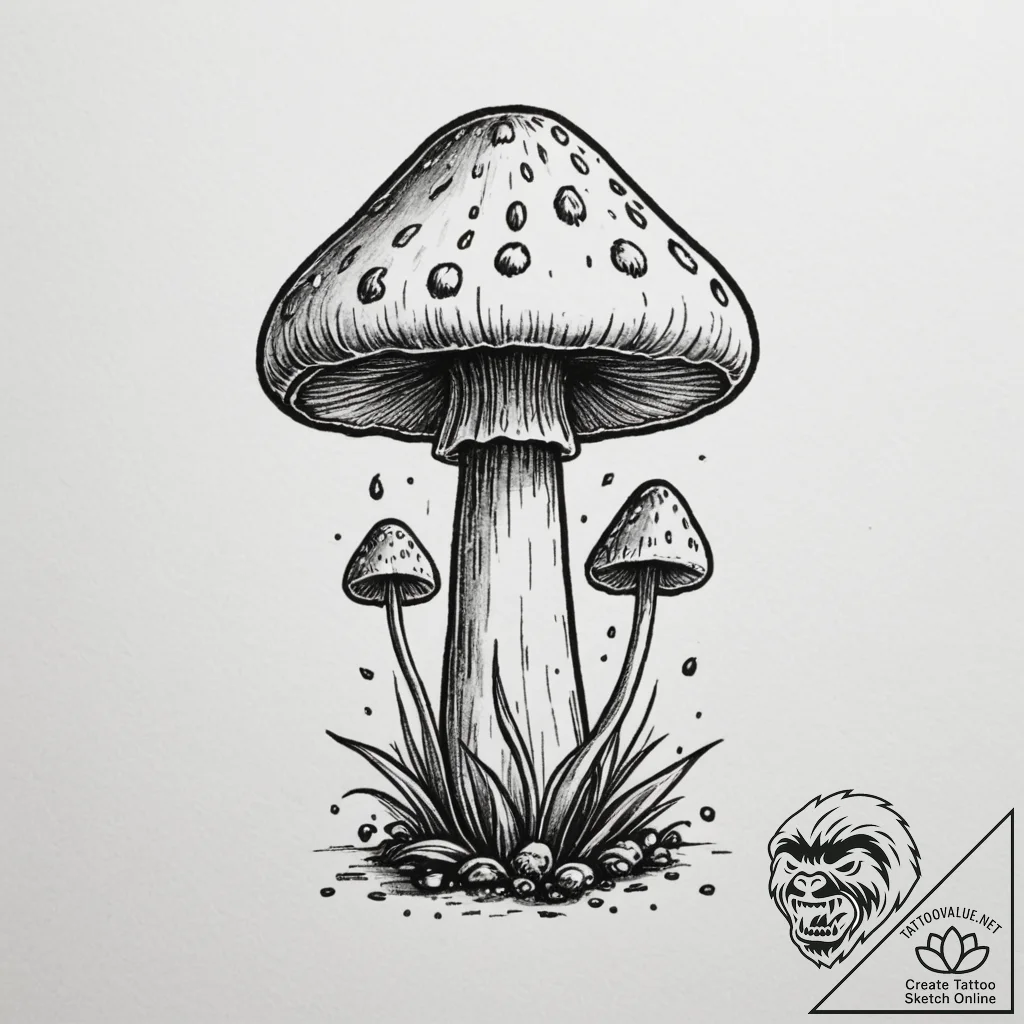 Tattoo design a tiny pixelated mushroom dotwo... - tattoo sketch (№1755070760_0, 13.08.2025 07:39) — tattoovalue.net