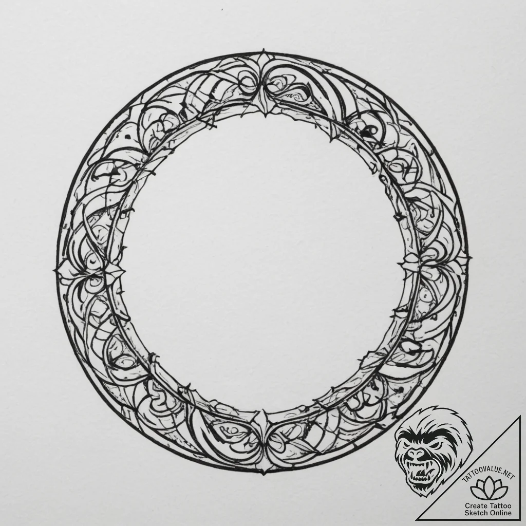 Circle, artistic tattoo sketch, on a clean wh... - tattoo sketch (№1755071558_0, 13.08.2025 07:52) — tattoovalue.net