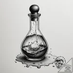 Tattoo sketch a bubbling potion bottle with a… – tattoo sketch (№1755072156_0, 13.08.2025 08:02) — tattoovalue.net