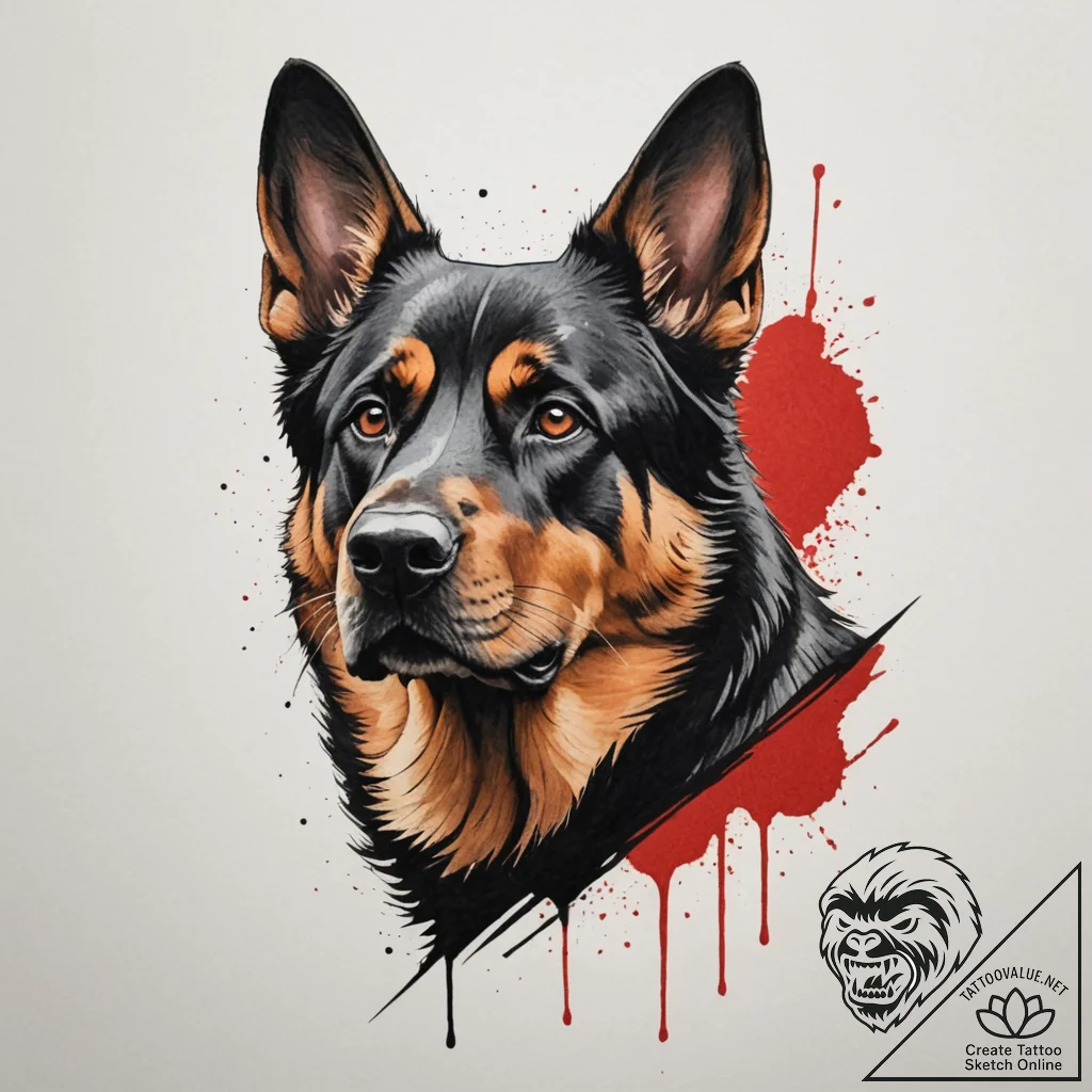 Tattoo design a loyal dog (e.g., a german she... - tattoo sketch (№1755072953_0, 13.08.2025 08:15) — tattoovalue.net