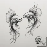 Two fighting fish (siamese fighting fish), ta… – tattoo sketch (№1755073751_0, 13.08.2025 08:29) — tattoovalue.net