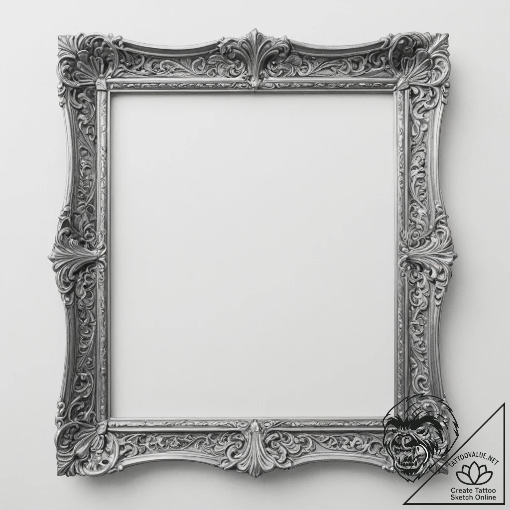 An ornate, empty picture frame - tattoo sketch (№1755075147_0, 13.08.2025 08:52) — tattoovalue.net