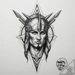 Tattoo design a spartan spear piercing throug… – tattoo sketch (№1755075544_0, 13.08.2025 08:59) — tattoovalue.net