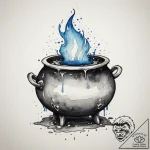 A witch’s cauldron, tattoo drawing outline, c… – tattoo sketch (№1755075747_0, 13.08.2025 09:02) — tattoovalue.net