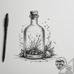 A health potion bottle (from video games) – tattoo sketch (№1755076340_0, 13.08.2025 09:12) — tattoovalue.net