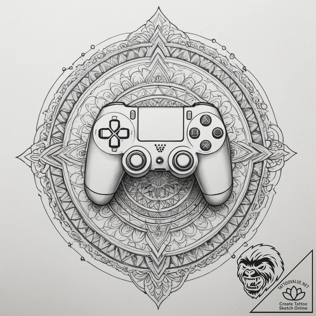 Tattoo design a 'game controller' on one, a '... - tattoo sketch (№1755078339_0, 13.08.2025 09:45) — tattoovalue.net