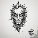 Tattoo design a glitching character sprite ab… – tattoo sketch (№1755079133_0, 13.08.2025 09:58) — tattoovalue.net