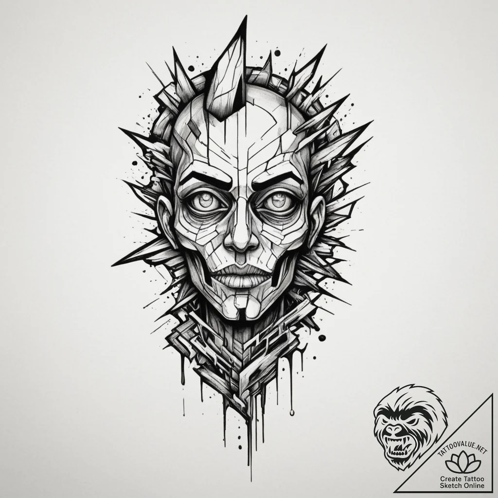 Tattoo design a glitching character sprite ab... - tattoo sketch (№1755079133_0, 13.08.2025 09:58) — tattoovalue.net