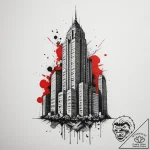 Tattoo design a towering skyscraper, symboliz… – tattoo sketch (№1755079539_0, 13.08.2025 10:05) — tattoovalue.net