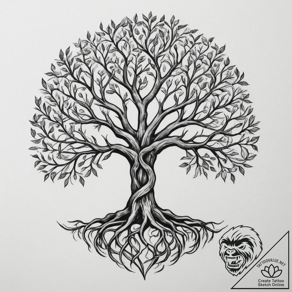 Tattoo sketch a stylized "tree of life" with... - tattoo sketch (№1755079934_0, 13.08.2025 10:12) — tattoovalue.net