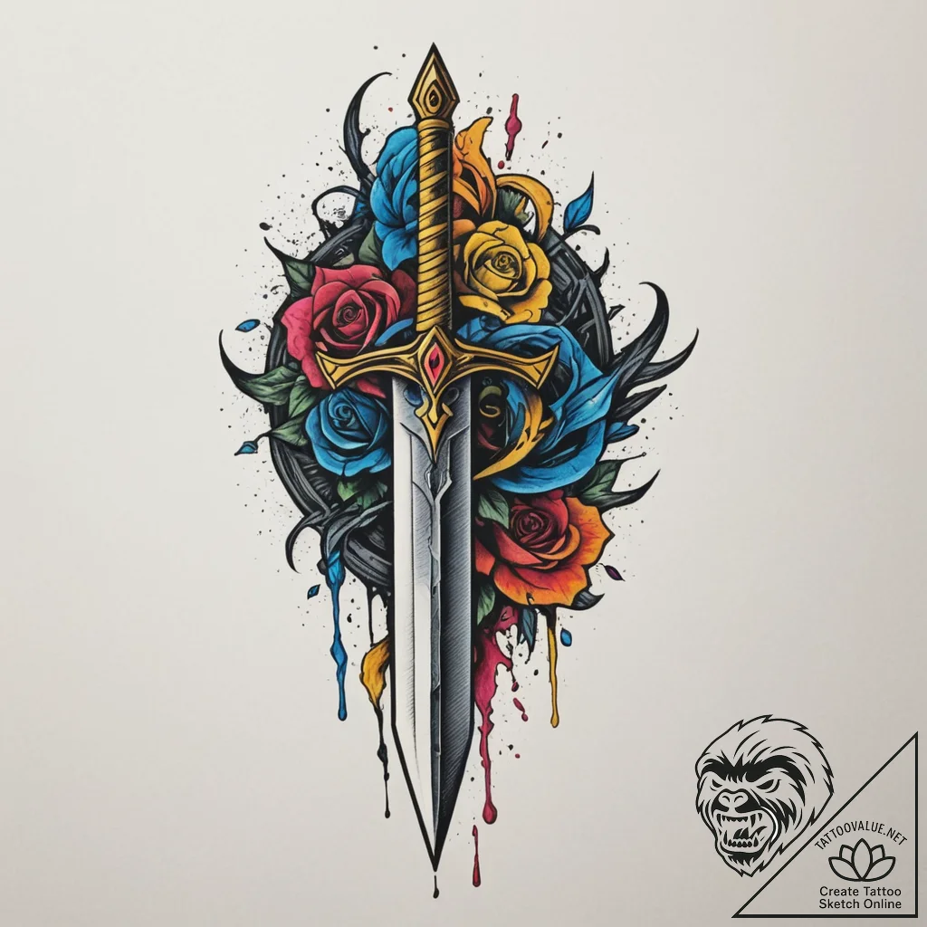 Tattoo sketch a broken sword that has been re... - tattoo sketch (№1755080335_0, 13.08.2025 10:18) — tattoovalue.net