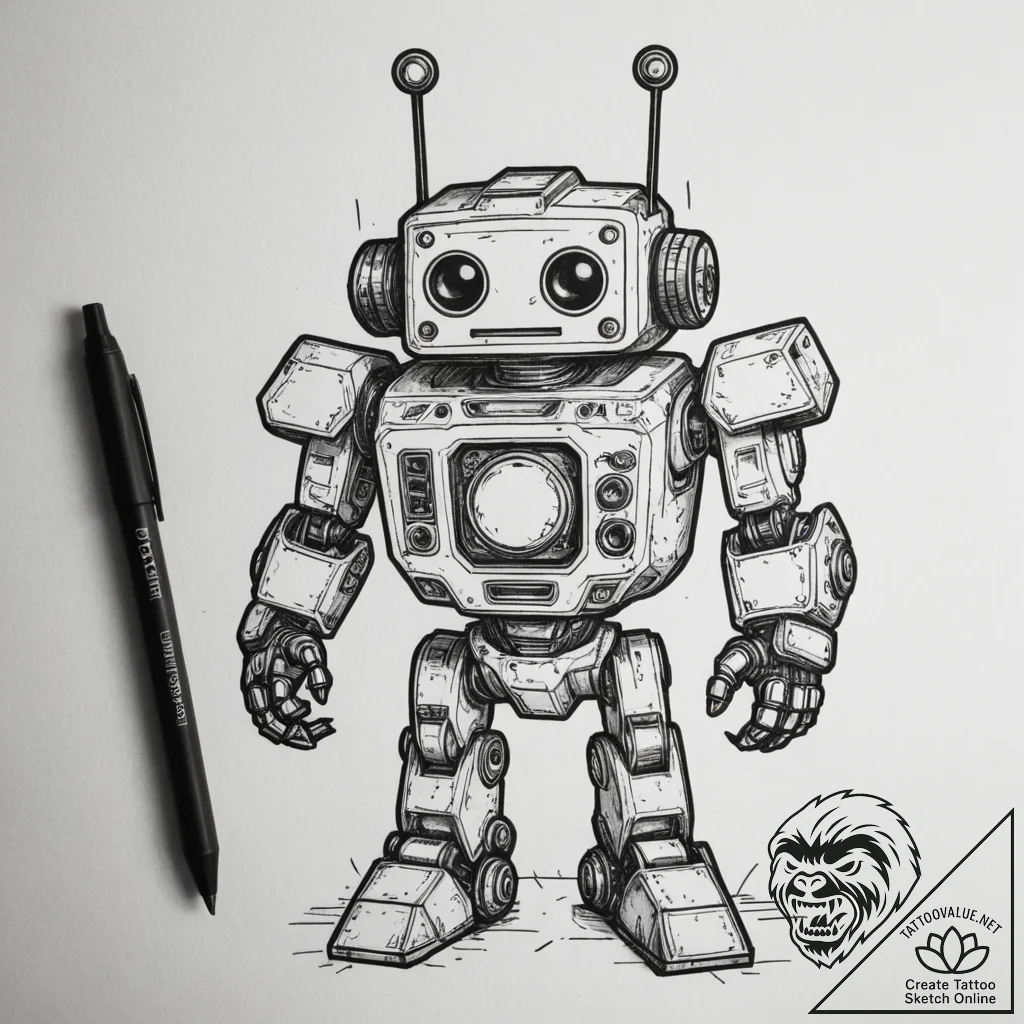 Tattoo design a classic arcade machine transf... - tattoo sketch (№1755080736_0, 13.08.2025 10:25) — tattoovalue.net