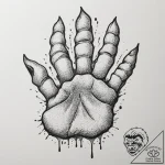 A close-up of a house cat’s paw, showing the… – tattoo sketch (№1755081531_0, 13.08.2025 10:38) — tattoovalue.net